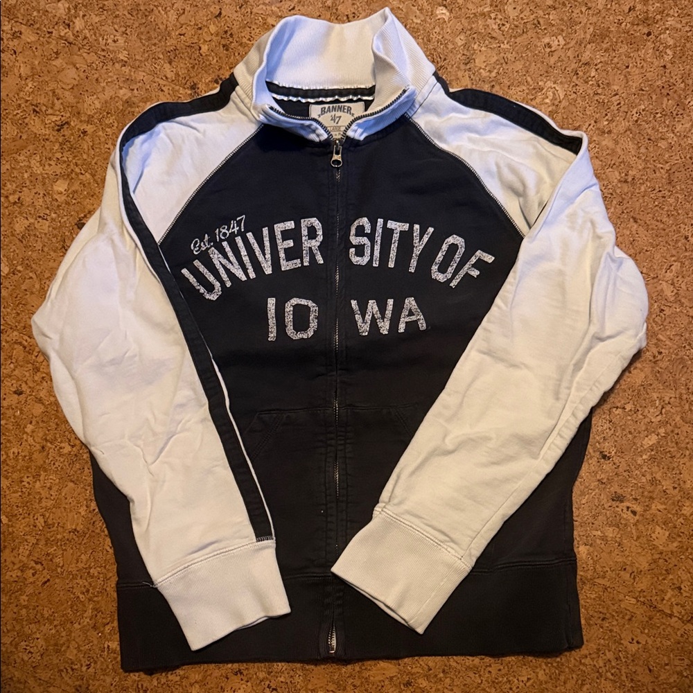 J. America Black and White University Zip-Up Jacket